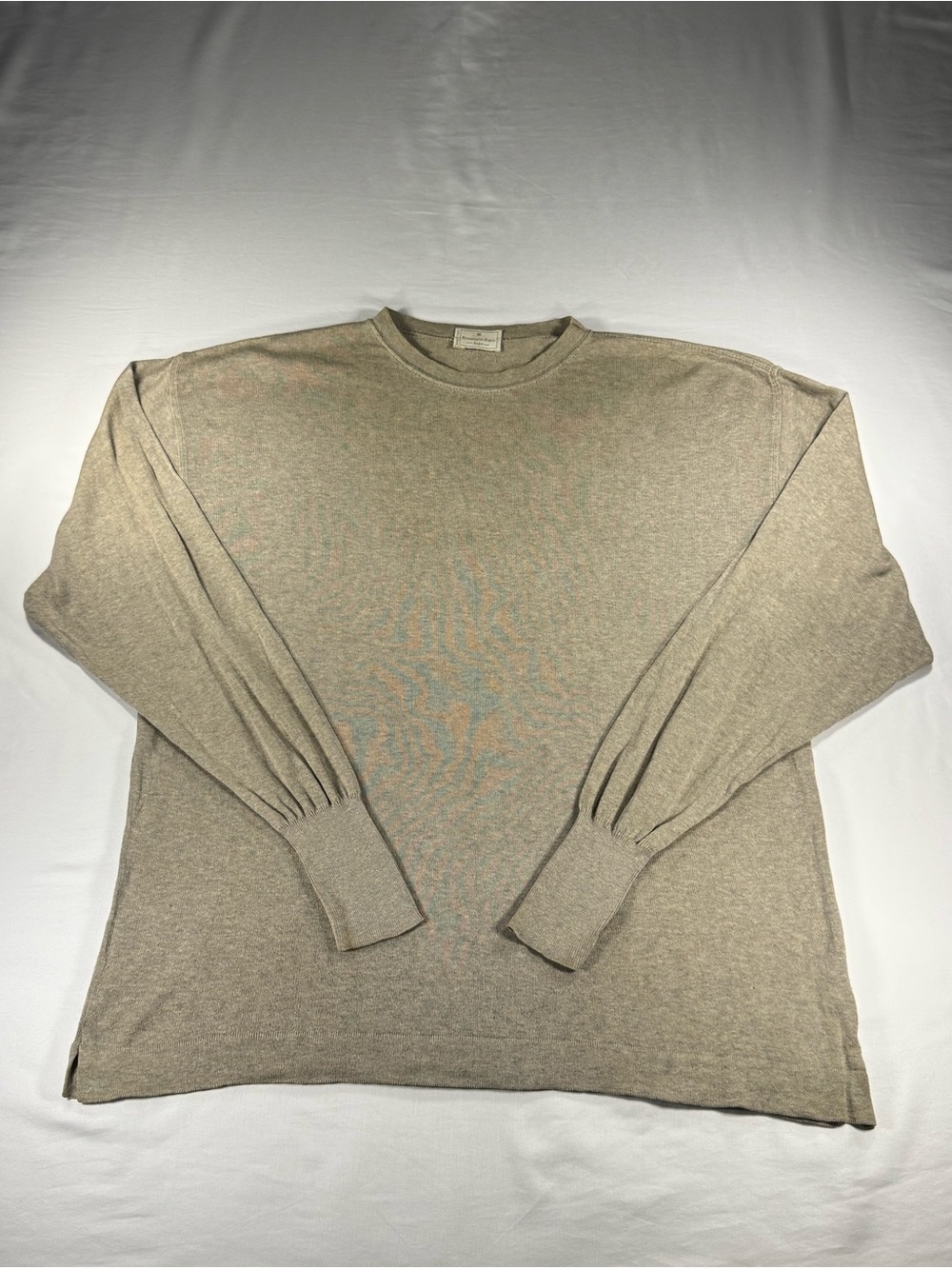 VTG Ermenegildo Zegna Italy Soft Sweater Mens L Beige Knit Silk/Cotton AS-IS